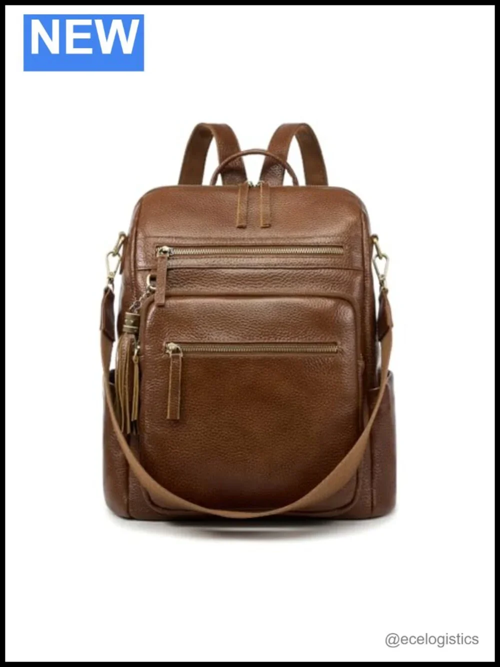 Genuine Leather Backpack Purse for Women, Large Capacity, Multiple Pockets